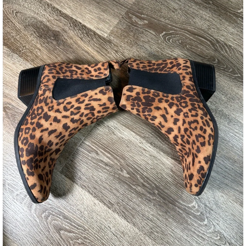 Leopard Print Chelsea Ankle Boots Brown Block Heel Size 9 Target a new‎ day